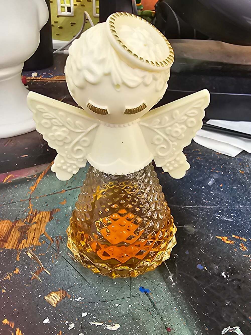 Vintage Avon Heavenly Angel 2 oz Cologne Bottle with Faceted Glass
